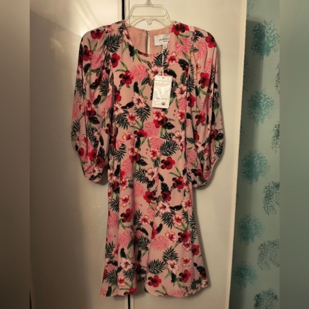 NWT Les Reveries 100% Silk  Pink Floral Dress size 8 - Picture 2 of 3